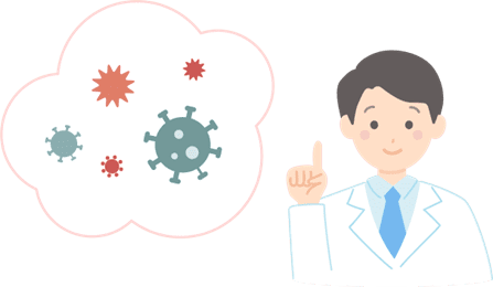 感染症に関する情報を示す医師のイラスト