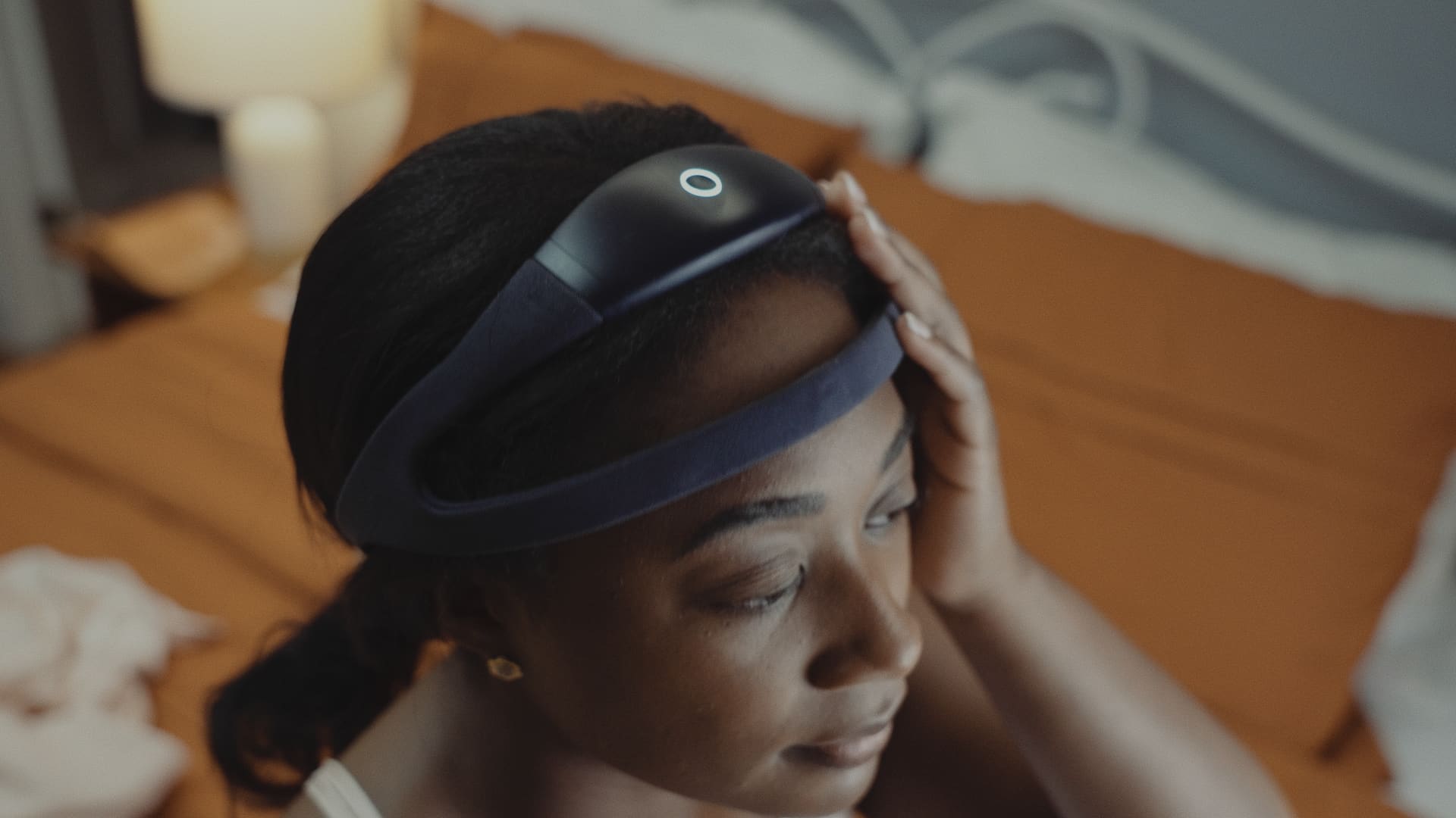 Picture of a person with a device on her head