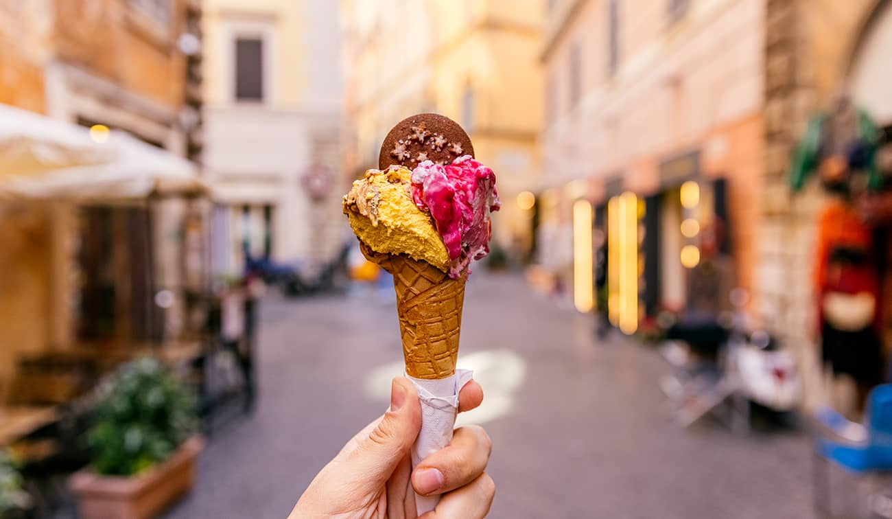 Hand holding ice cream cone