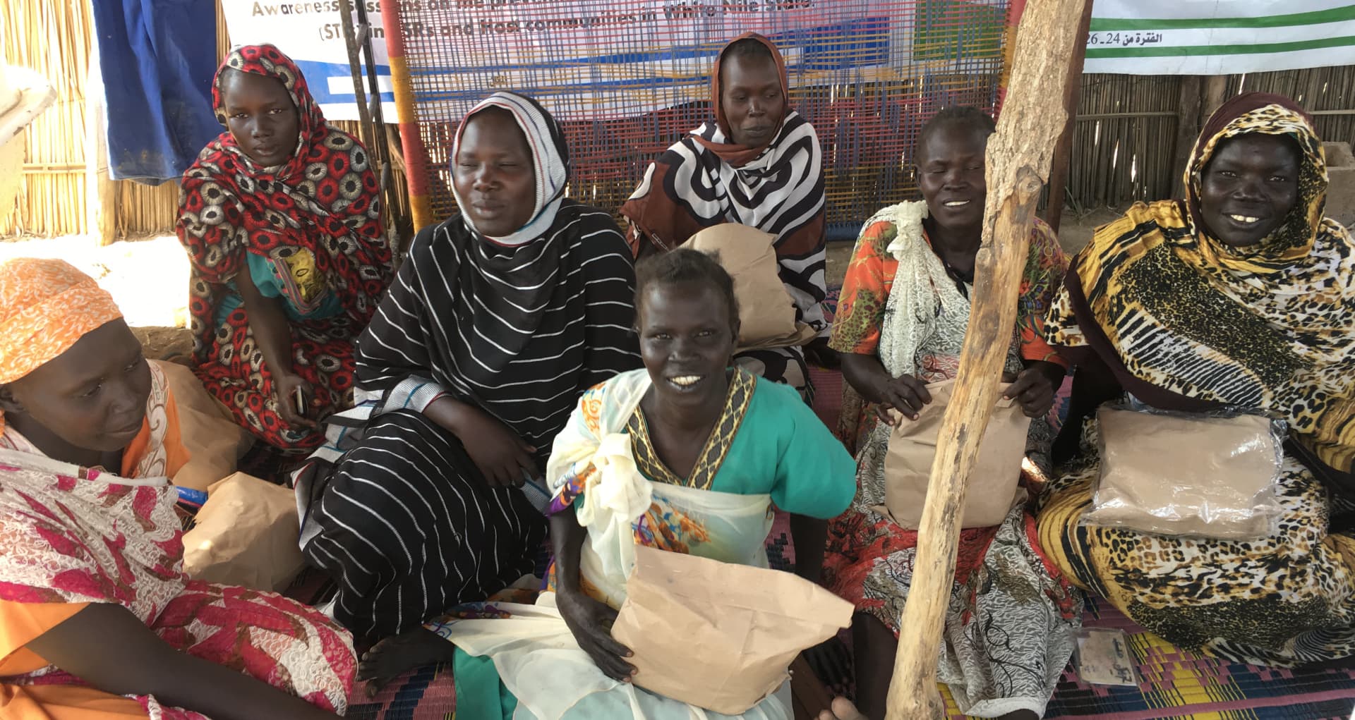 Refugee camp in Sudan_Women receiving sanitary napkins