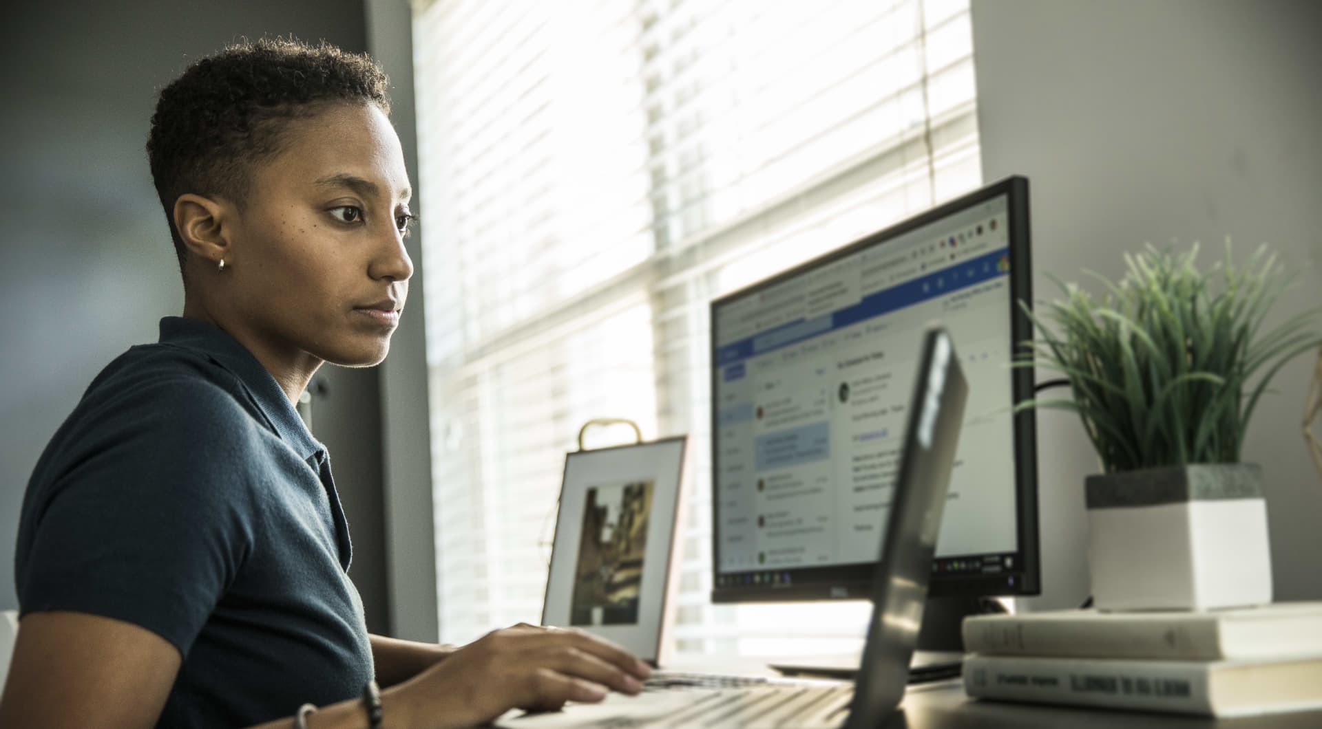 the woman at her computer