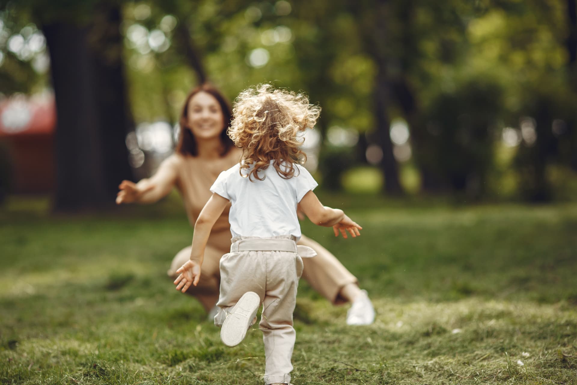 child running to her mother