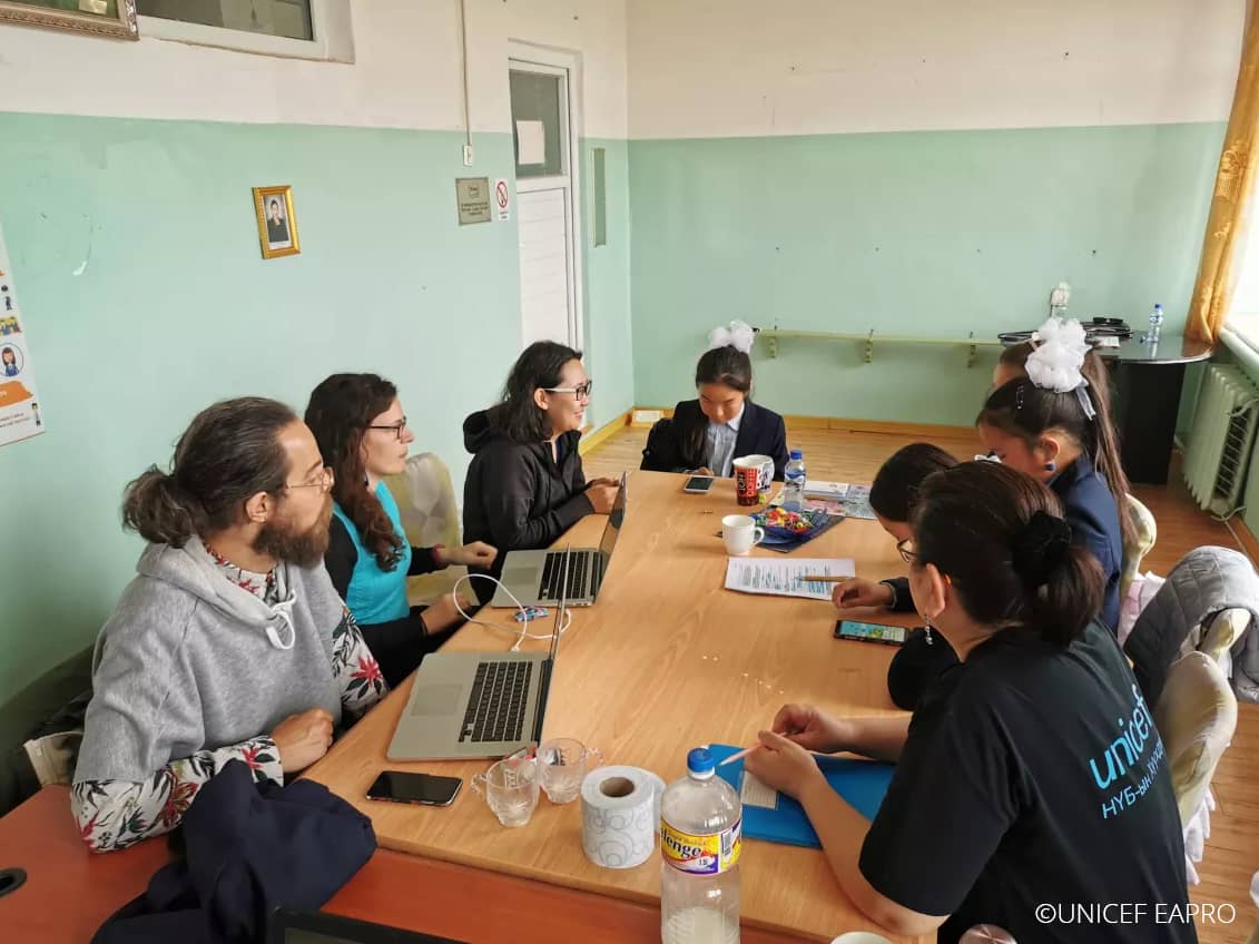 User-testing the Oky app with girls in Mongolia.