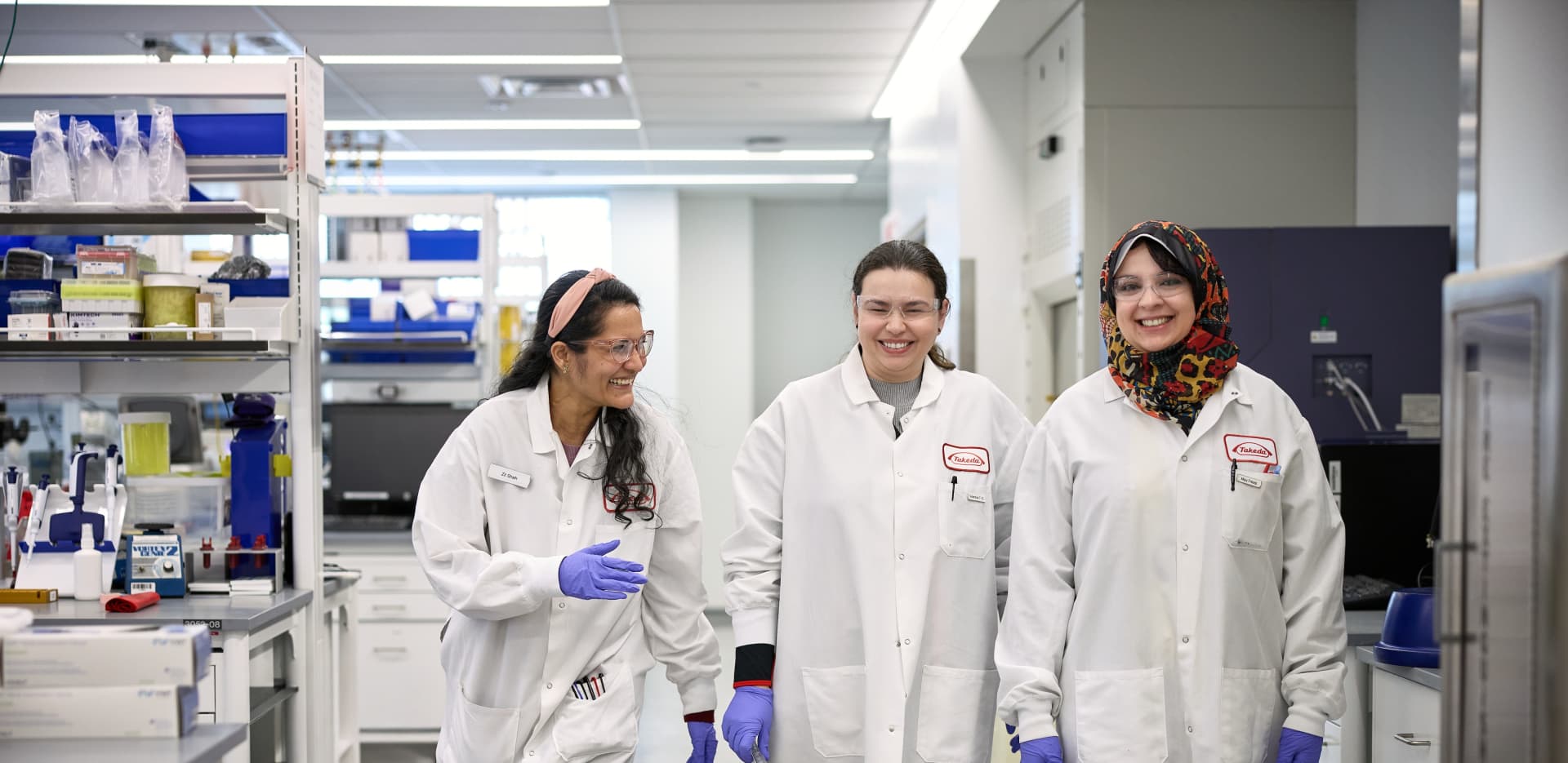 Three female scientists in a laboratory