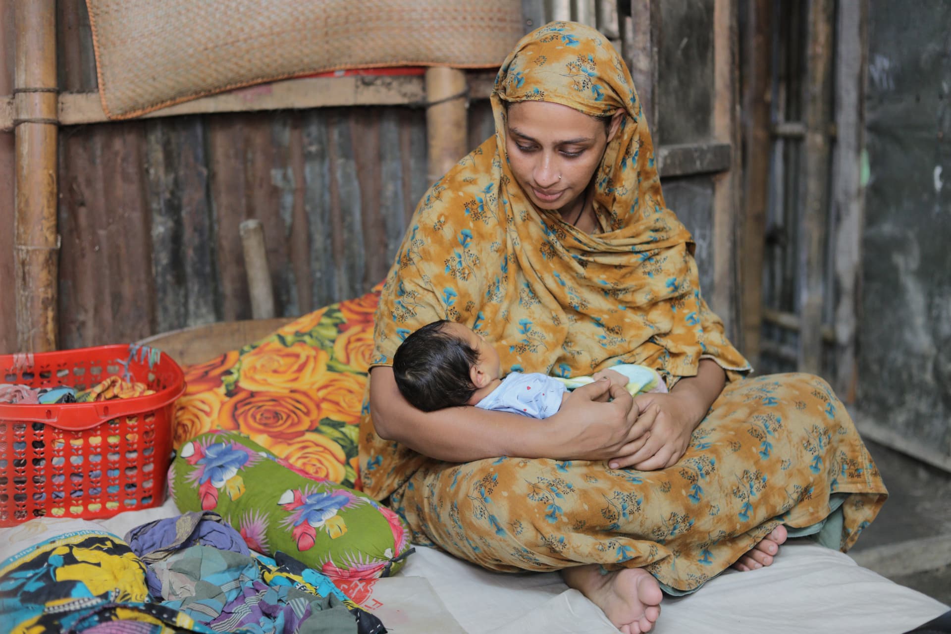 Woman holding baby