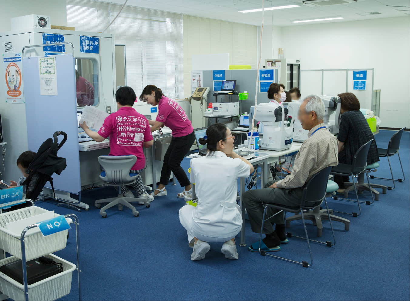 コホート調査の様子（東北大学東北メディカル・メガバンク機構提供）
