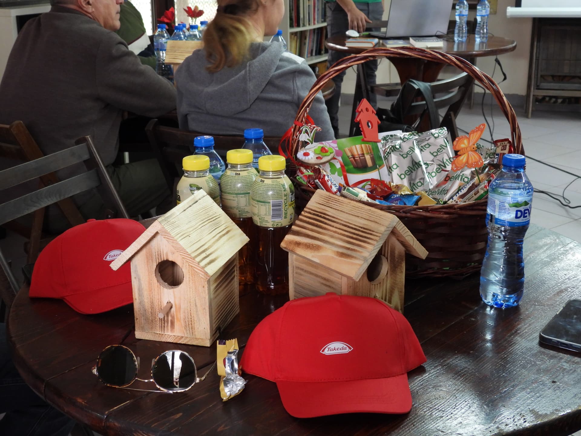 Picture of bird houses on table