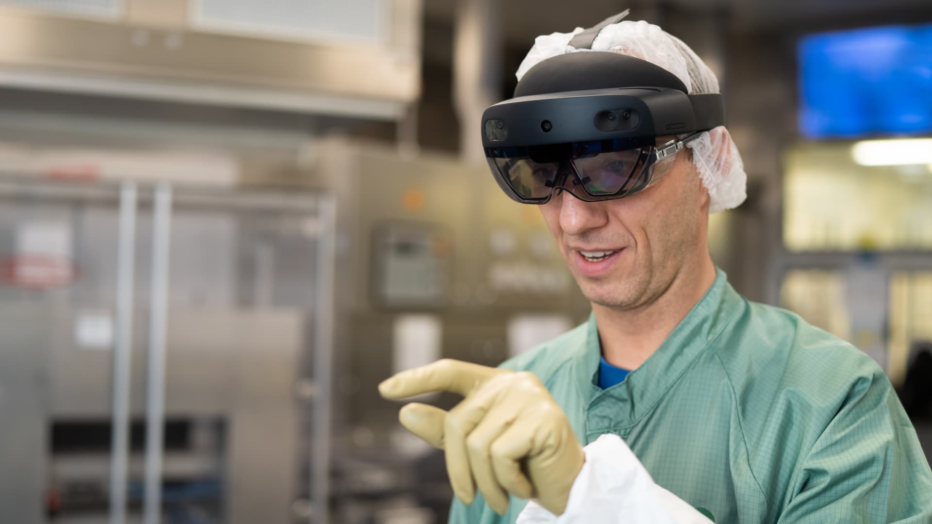Scientist with VR glasses