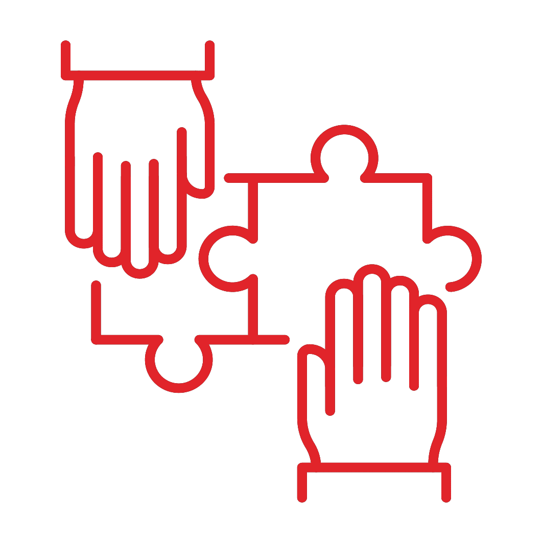 Hands with puzzles icon