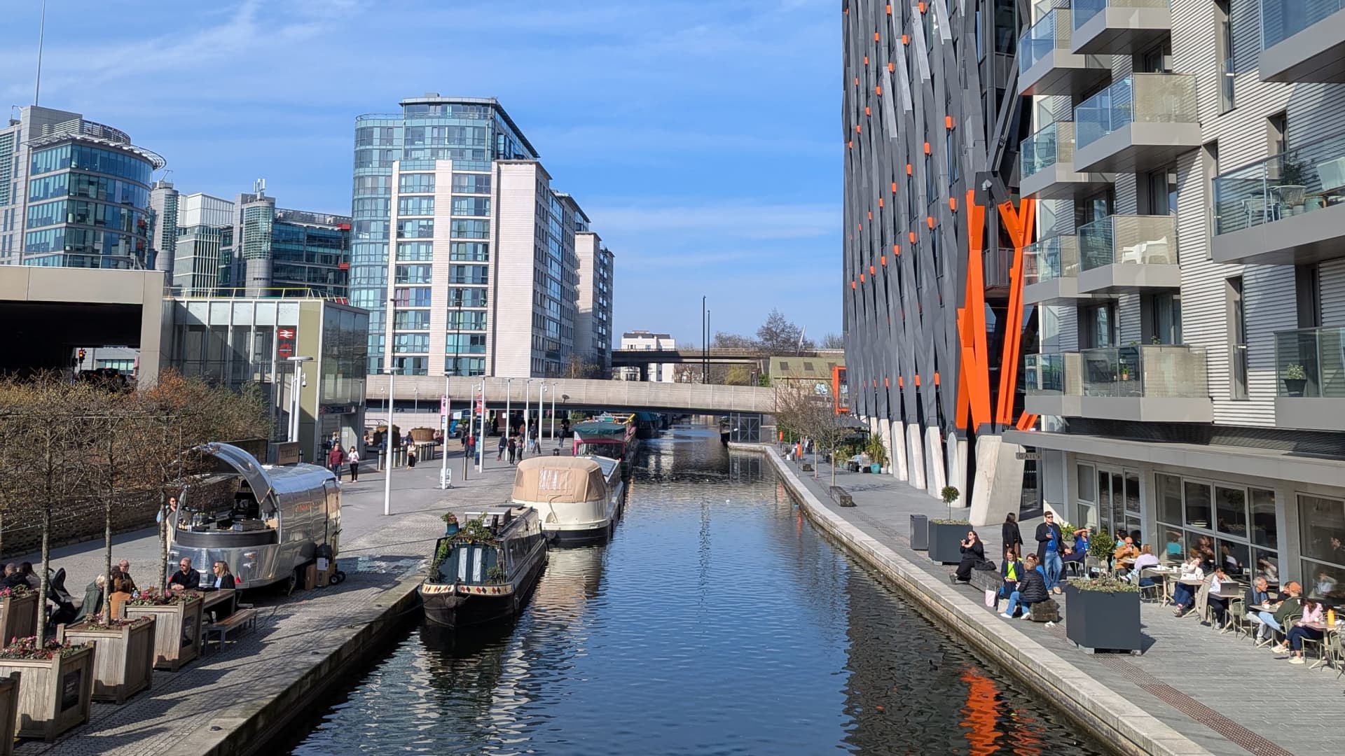 A canal with boats in the water