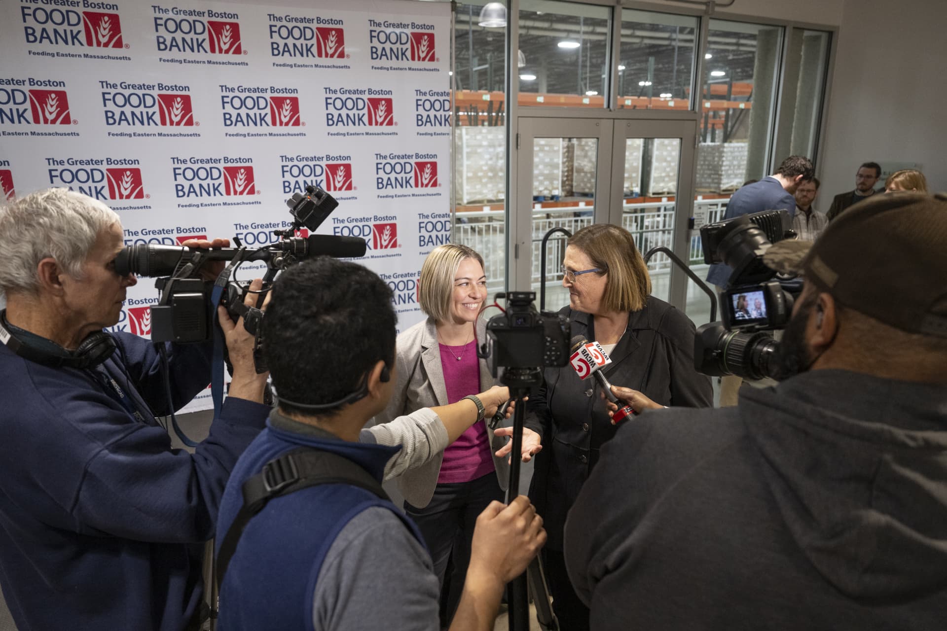 Rhonda Pacheco and Catherine D'Amato speaking to the media.