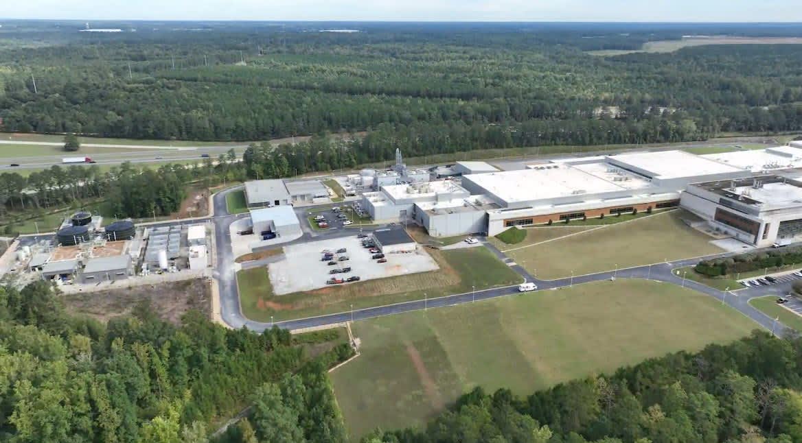 Aerial shot of manufacturing facility
