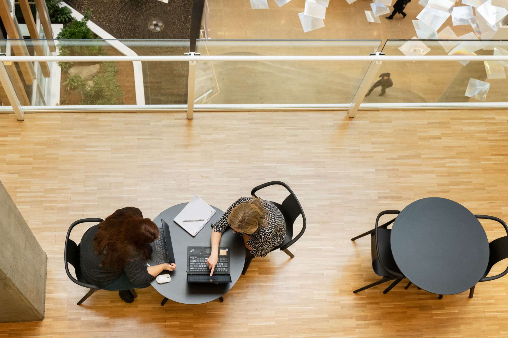 Top view image of people working