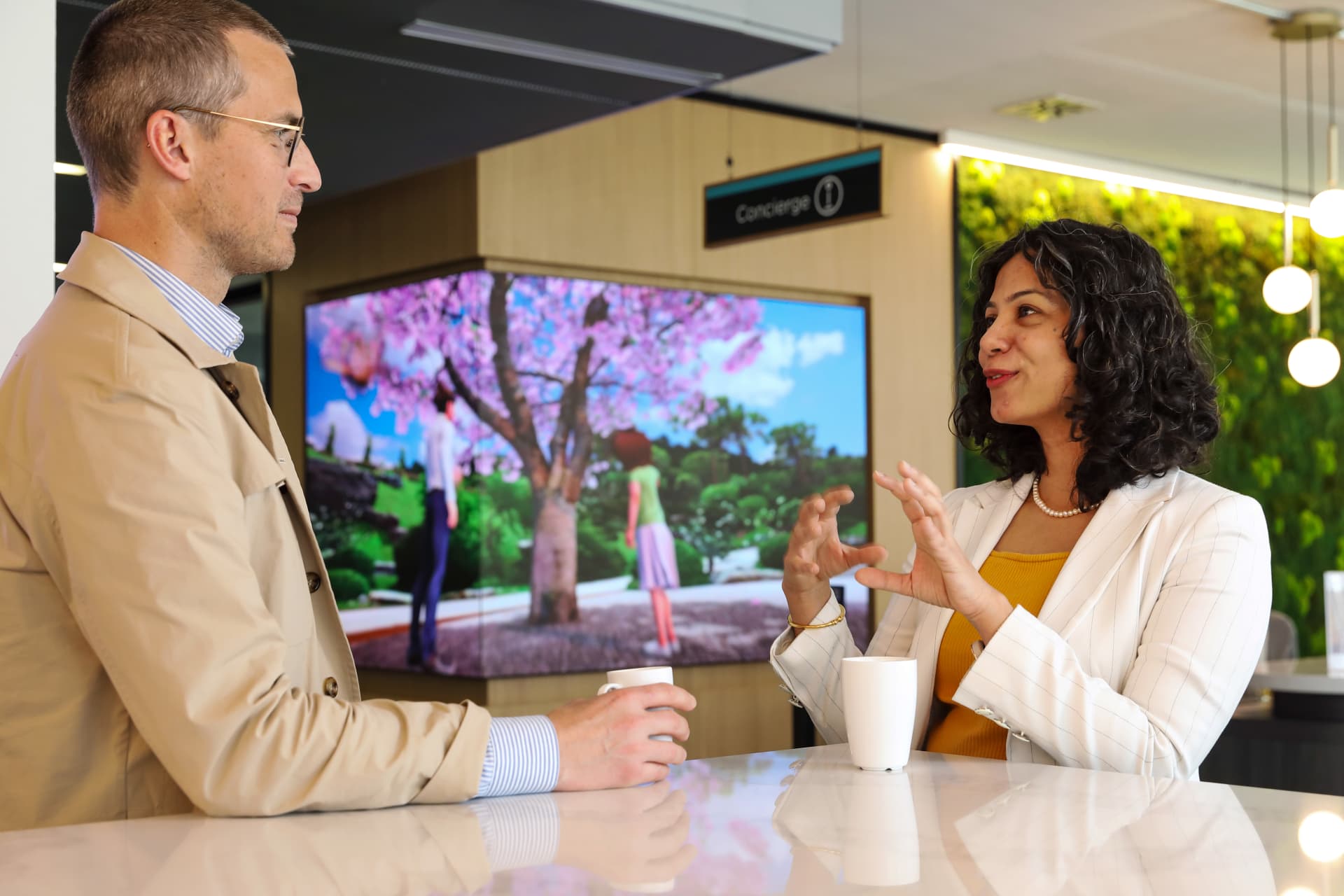 two colleagues talking