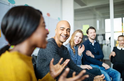 A group of people talking