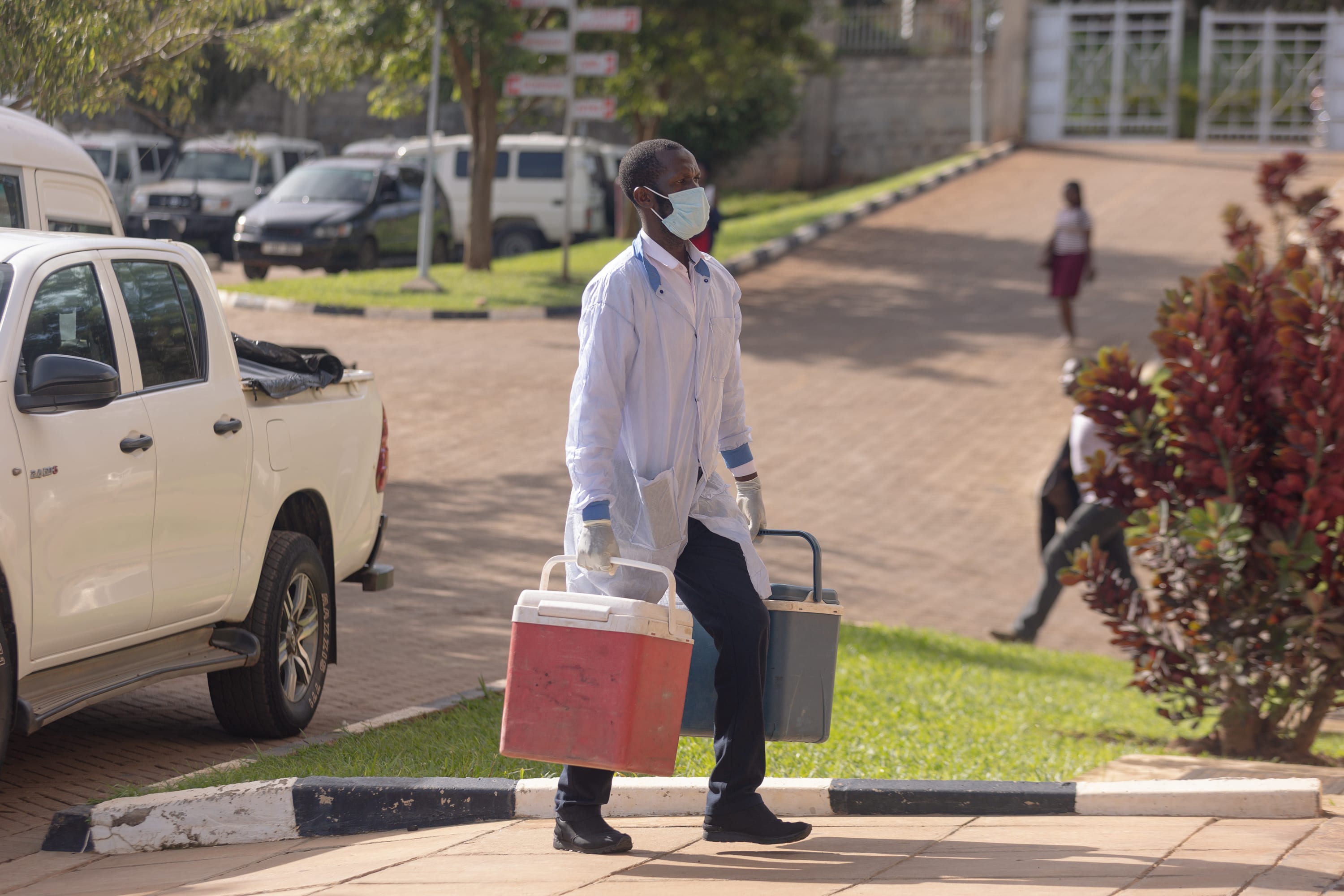 A driver delivers samples to the Central Public Health Laboratories (CPHL) in Butabika, Kampala