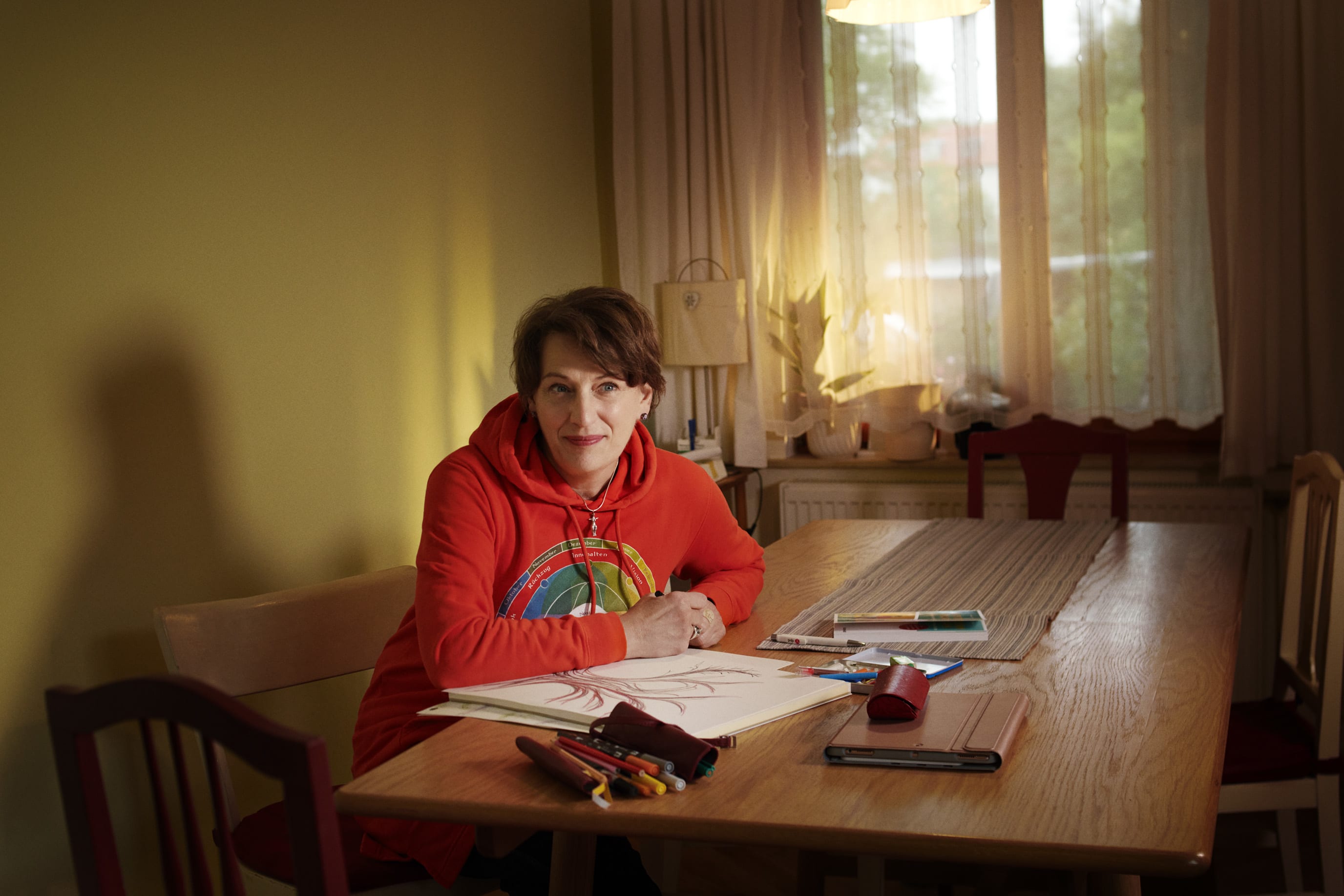 A person sitting at a table