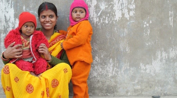 Mother with two children